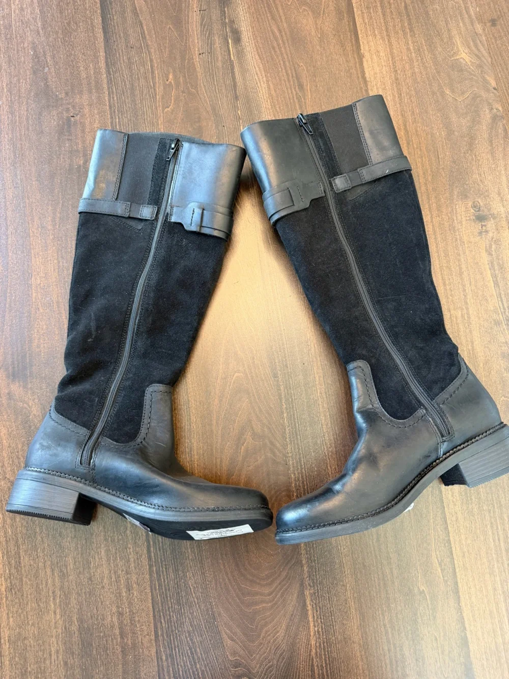 Clarks Black Leather & Suede Knee High Boots